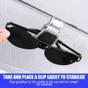 HZEL Car Sunglass Holder, Magnetic Leather Vehicle Sun Visor Glasses Hanger Clip, Automotive Interior Eyeglass Ticket Card Protective Mount Accessories, Universal for SUV, Sedan, Truck (Black)