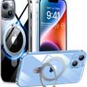 TORRAS Ultra Magnetic Ostand for iPhone 13/ iPhone 14 Case [Fit for MagSafe] [Sturdy Stand & Ring Holder] Military-Grade Shockproof Anti-Scratch Slim Protective Kickstand Phone Case, Crystal Clear