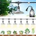 Outdoor Grow Lights with Timer, Full Spectrum Greenhouse Grow Lights with Timer For Outdoor Plants, IP65 Waterproof String Grow Light Outdoor, UL Certified Daisy Chain LED Grow Light, 21.3FT