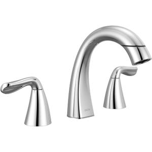 Delta Arvo Chrome Bathroom Faucet with Sprayer, 8 Inch 3 Hole Widespread Bathroom Sink Faucet with Pull Out Sprayer, Push-Pop Drain, Chrome 35840LF-PD