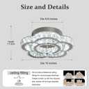 Flashing God W16'' Modern Chandeliers for Living Room Crystal Ceiling Light Fixtures LED Flush Mount Light for Foyer Hallwey Bedrooms Dining Room Dimmable 2700k-6000k