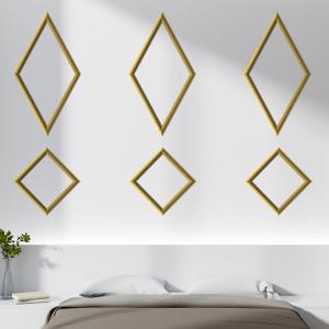 3 Set Peel and Stick Wall Molding Kit, Premade Accent Molding Wainscoting Panel for Interior Wall Moulding Decor, Ready to Assemble Wainscoting Accent Panel, 30 x 16.5 Inches (Gold Color)