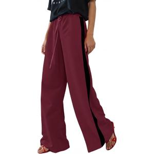 Rapbin Women's Leopard Wide Leg Pants Casual Side Striped High Waisted Palazzo Trousers with Pockets Summer 2026 XL