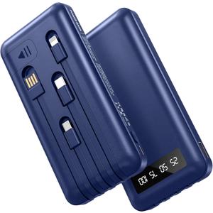 Hicyzoe Portable Charger Power Bank with 4 Built in Cables, 38800mAh 22.5W External Battery Pack, USB C Fast Charging, Travel Phone Charger for iPhone 17/ 16/ 15