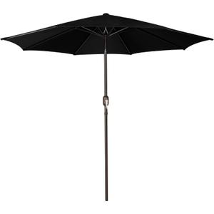 Blissun 9' Outdoor Patio Umbrella, Outdoor Table Umbrella, Yard Umbrella, Market Umbrella with 8 Sturdy Ribs, Push Button Tilt and Crank (Black)