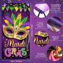 Mardi Gras Door Cover Banner Decorations, Mardi Gras Hanging Front Door Banner Decor, Mardi Gras Porch Banner Door Cover for Carnival Masquerade Indoor Outdoor Party Supplies Decorations
