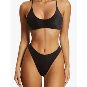 SUUKSESS Women High Waisted Thong Bikini Set Reversible String 2 Piece Swimsuit,M