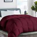 COHOME Premium Oversized King Size Comforter, All-Season Quilted Down Alternative Duvet Insert, Luxury Hotel GentleSoft Comforter with Anti-Clump Tech & 8 Tabs - Reversible - Burgundy 98x116 inches