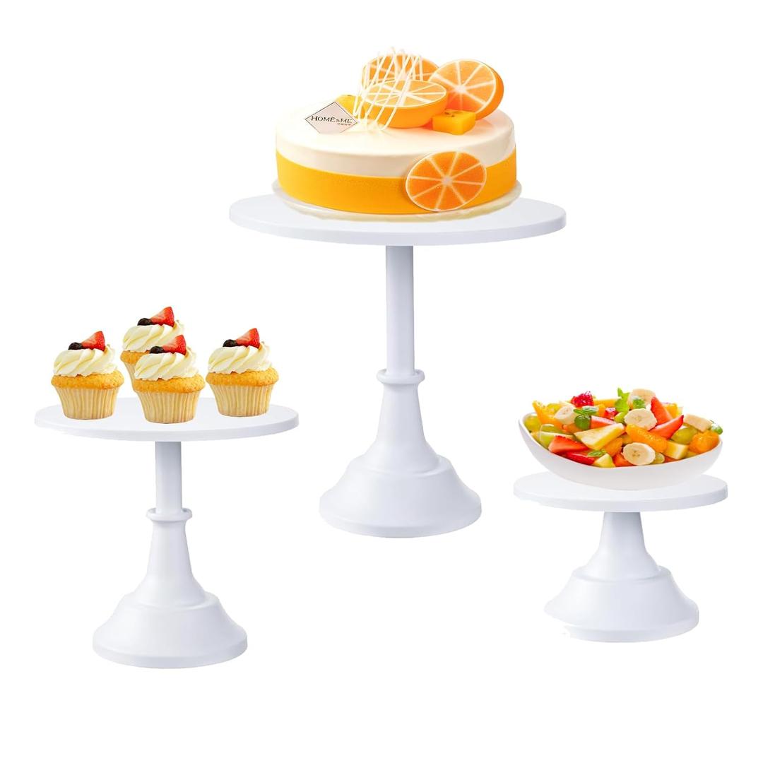 3 Set White Cake Stand，Display Plate Dessert Cupcake Pastry Candy for Party，Elegant Round Cylinder Columns tables for Weddings Cake Stands，Birthday Party