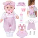 12'' Baby Doll Playset with Clothes and Dolls Carrier Accessories Included Baby Carrier, Bottles, Nipple, Socks, Headbands
