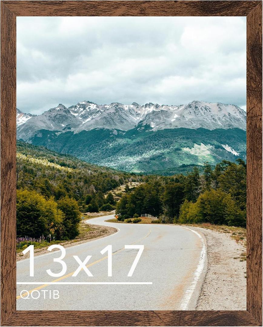 13x17 Picture Frame Deep Brown for Wall Hanging, Wood 13 x 17 Frame Photo Frame for Wall Horizontally or Vertically, Deep Brown, Pack of 1