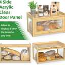 BAMBANG Bamboo Bread Box for Kitchen Countertop, Extra Large Farmhouse Bread Box with 4-Side Clear Panels, Wooden Bread Storage Container for Homemade Bread, Natural