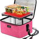 Aotto Portable Electric Lunch Box Food Heater, 12V/24V/110V 3-in-1 Car Food Warmer Heated Lunch Box for Adults, Cook, Reheat & Keep Meals Warm for Car, Truck, Travel, Work, Home - Pink