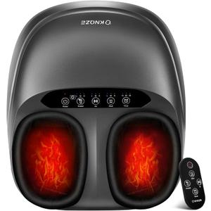 KNQZE Shiatsu Foot Massager with Heat, Compression, Deep Kneading Foot Massage for Plantar Fasciitis Relief, Remote Control, Multi Massage Modes, Auto Shut-Off Timer, FSA Eligible, Charcoal Gray