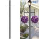 Zonon 1 Set 7 ft Outdoor Lamp Post with Cross Arm, 80 in H x 3 Inch Dia Direct Burial Light Pole with Wiring Hole for Driveway Pathway, Yard, Garden, Weather-Resistant Galvanized Steel, Black