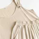 HVT Women's 2 Piece Outfit O-Ring Strap Tank Top Shorts Set Loose Fit Casual Lightweight Matching Set for Daily & Beach (Beige, M)