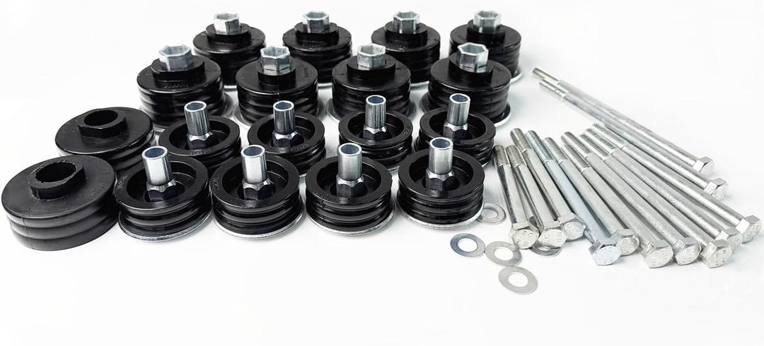 KF04058BK Cab Mounts Bushings for 1999-2007 F250 F350, Body Mount Bushing Kit, Cab Bushing Kit, Steel Sleeves & Hardware