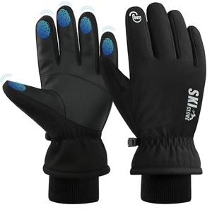 ZENUTA Waterproof Winter Snow Ski Gloves, Windproof Warm Breathable Thermal Glove for Men and Women, with 5-Finger Touchscreen for Driving, Workout, Running, Hiking, Cycling, Snowboarding (Black,L)
