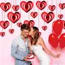 2 x 32 Pcs Valentines Day Hanging Hearts Decorations 3D Heart Hanging Decoration, red Heart Ornament for Valentine Day Wedding Anniversary Engagement Romantic Decorations Special Night Party Supplies