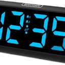 Netzu Digital Alarm Clocks for Bedrooms, Loud Alarm Clock with Dual Alarms, Bold Digits, 5 Dimmers, 4 Volumes, Snooze, Bedside Clock for Deep Sleepers Kids Teens Seniors, Plug in Clock, Easy to Set (Black-blue)