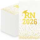 100 Pcs Gold RN 2026 Napkins Nurse Graduation Party Decorations Disposable RN 2026 Paper Cocktail Napkins for Medical Nursing School Graduation Party Decorations Supplies