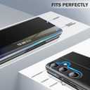 Phone Case for Samsung Galaxy A26 5G Cases, Clear View Window Luxury Slim Mirror Galaxy A26 5G Case with Kickstand, Leather Hard PC Flip Shockproof Protective Cover for Samsung A26 5G Case (Black)