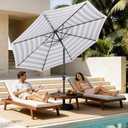 MEWAY 9ft Patio Umbrella Outdoor Table Umbrellas with Push Button Tilt and Crank, Market Umbrella 8 Sturdy Ribs for Deck, Garden, Pool and Backyard, Black-white-striped