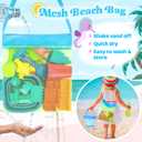 Collapsible Beach Toys for Kids Toddlers, Collapsible Sand Bucket and Shovels Set with Mesh Bag,Travel Sand Castle Building Kit, Sandbox Toys, Foldable Beach Essentials for Toddlers Kids Age 3-10