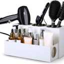 Hair Tool Organizer for Bathroom Vanity – Blow Dryer Holder with Stainless Cups for Hair Dryer, Curling Iron & Straightener, Countertop Hot Tools Holder and Hair Tool Storage (WHITE)