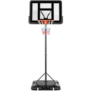 Sweetcrispy Outdoor Portable Basketball Hoop Goal Court System 4.2-10ft Adjustable Height 44 Inch Shatterproof Backboard Fillable Base with 2 Wheels for Kids Youth and Adults in Backyard Driveway