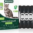4 Pack Flea Collar for Cats, Flea and Tick Prevention for Cats, 8-Month Flea Treatment for Cats, Waterproof Cat Flea Collar, Adjustable Cat Flea and Tick Collar for Cats Kittens, Black
