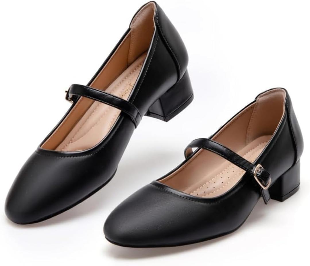 Mary Jane Shoes Low Heels Dress Pumps for Women With Adjustable Ankle Strap - 2 Inch Chunky Heel for Dressy Casual Occasions (8)