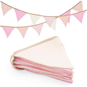 GCQQ Pennant Banner Flags 9Ft Pink Pennant Nursery Garland 12Pcs Light Pink Baby Girl Banners Double-Side Bunting Triangle Birthday Banner Girl Toddler Room Decor for Kids Bed Baby Shower Party Decor
