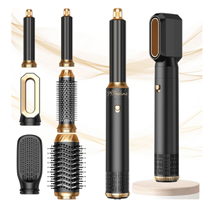 6 in 1 Hair Dryer Brush Hot Air Styler Detachable for Travel, Blow Dryer 3 Heat Settings to Straighten, Auto Curl, Volumize Home Salon Results Frizz-Free Shine All Hair Types (Pink-Black)