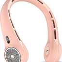 Portable Neck Fan with 4000mAh Rechargeable Battery & LED Display, Personal Cooler for Women/Men, 3-Speed Bladeless 360 Cooling Fans, Stylish Gift for Gym/Travel/Office, Pink