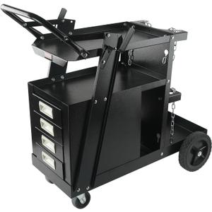 VEVOR Welding Cart, 2-Tier 4 Drawers Welder Cart with 265 LBS Weight Capacity, 360 Swivel Wheels, Tank Storage Safety Chains, Heavy Duty Rolling MIG Welder Cart for Mig Welder and Plasma Cutter