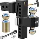 VNN Adjustable Drop Hitch - 8 Drop Hitch 2.5 Inch Receiver Black Interchangeable 3 Solid Ball Mount 1-7/8", 2", 2-5/16"(18,500 LBS GTW), Heavy Duty Aluminum Trailer with Pads and Locking Sets