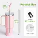 Metal Straws With Silicone Tip For Stanley 40 oz Tumbler,Long Stainless Steel Straws Replacement for Stanley Quencher H1.0 H2.0 40oz Cups,Reusable Dishwasher Safe Fit Simple Modern&Big Size Cups Pink