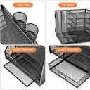Marbrasse Desk Organizer with File Holder, 5-Tier Paper Letter Tray Organizer with Drawer and 2 Pen Holder, Mesh Desktop Organizer and Storage with Magazine Holder for Office Supplies(Black)