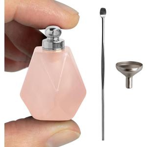 BOHO GARDEN Crystal Keepsake Urn - Wearable Small Container for Ashes, Memorial Urns Made from Real Crystal Material - Includes Spoon, Stick, Funnel & Storage Box (Rose Quartz (Silver))