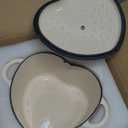 Paris Hilton Enameled Cast Iron Dutch Oven Heart-Shaped Pot with Lid, Dual Handles, Works on All Stovetops, Oven Safe to 500F, 2-Quart, Cream