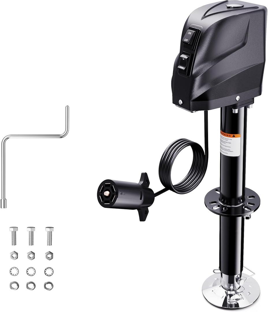 5500-7500lbs Electric Trailer Jack, 7-Way Connector, 23.2" Vertical Travel, 12V DC,for RV Trailer, Camper