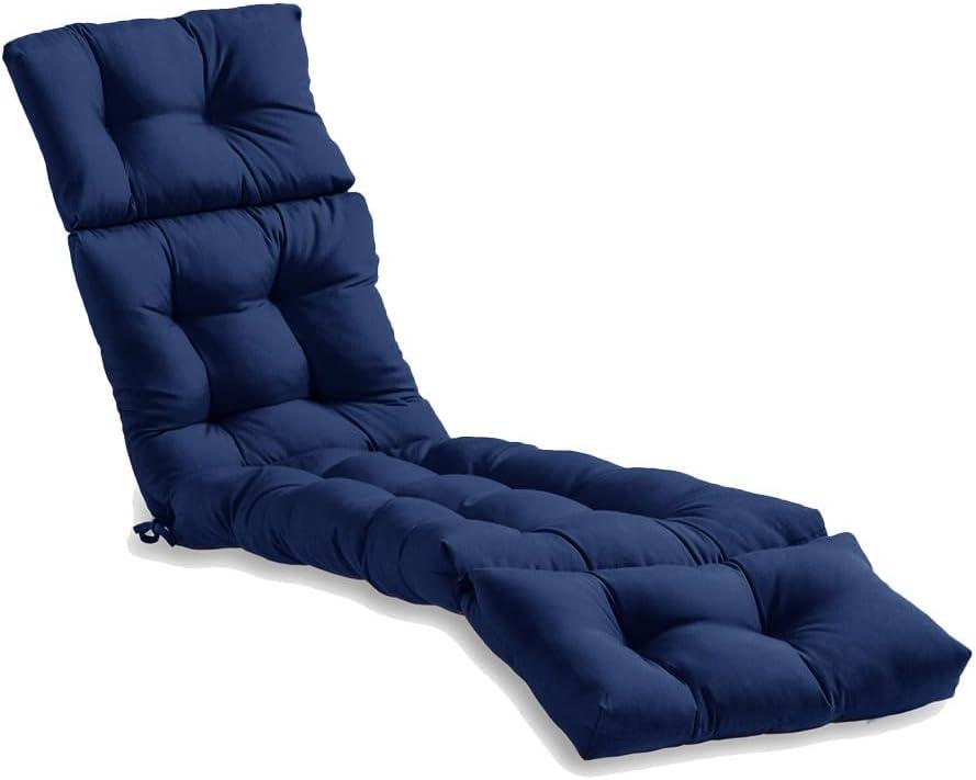 Srutirbo Chaise Lounge Chair Cushions Long Bench Cushion for Outdoor Furniture, All Weather Replacement Indoor Outdoor Padded Recliner Chair Cushion with Non-Slip Back Elastic Sleeve (Navy Blue)