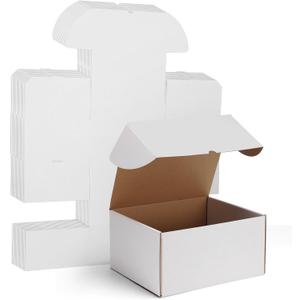 WIFTREY 12x10x6 Shipping Boxes set of 15, 12 x 10 x 6 White Corrugated Cardboard Boxes for Packaging Small Business, Moving, Mailing