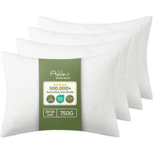 Ashler Throw Pillow Inserts- 20x26 Pillow Inserts with Air Layer, Premium Bed and Couch Pillows - Indoor Decorative Throw Pillow, Lumbar Cushion Sham Stuffer, Pack of 4, White