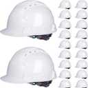 Leumoi 20 Pack 4 Pt. Suspension Hard Hat Bulk Safety Helmets ABS Ratchet Hard Hats Adjustable Construction Hardhats with Vents and Cotton Brow Pad Hard Hats for Men Work Head Protection, One Size