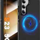 Magnetic Case for Samsung Galaxy S23 [Compatible with Magsafe] [Glass Screen Protector] [Dual Layer Military-Grade Protection] Heavy Duty Shockproof Cover for Samsung S23 5G 6.1 inch, Black