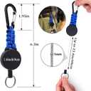 Retractable Keychain, Heavy Duty Badge Holder Reel  Braided Paracord Lanyard with USA Flag, Retractable ID Badge (Black-blue)