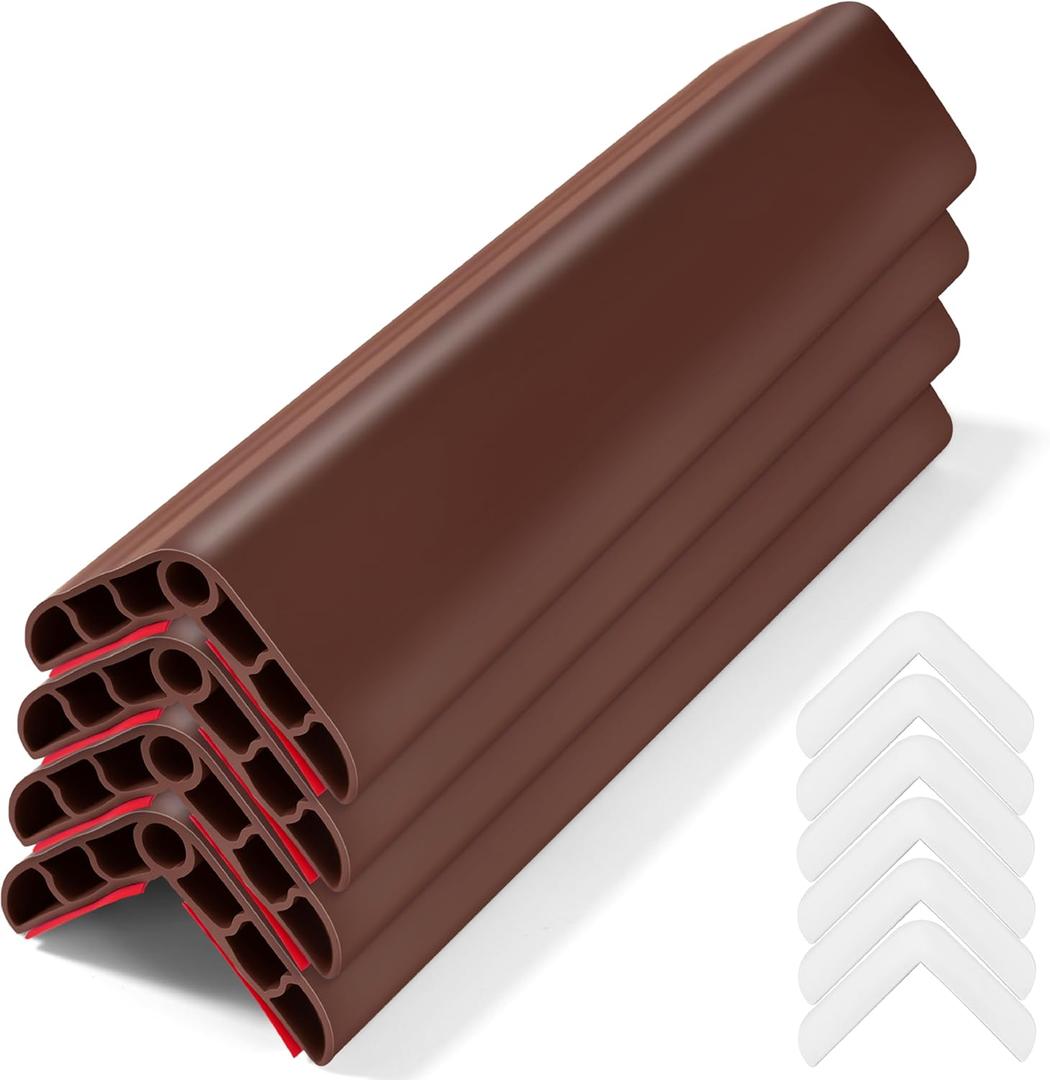 Wall Corner Edge Protector 4 Pack,1.57x1.57x23.62x0.28 inch Soft Baby Proof Corner Guards for Sharp Edges, Self-Adhesive Corner Protectors for Home, Kindergarten,Thickness-7mm(0.28 in) (Coffee)