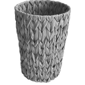 Endymion Grey Wicker Trash Can, Waterproof Wicker Waste Basket for Bathroom, Woven Waste Basket for Bedroom, 2 Gallon Round